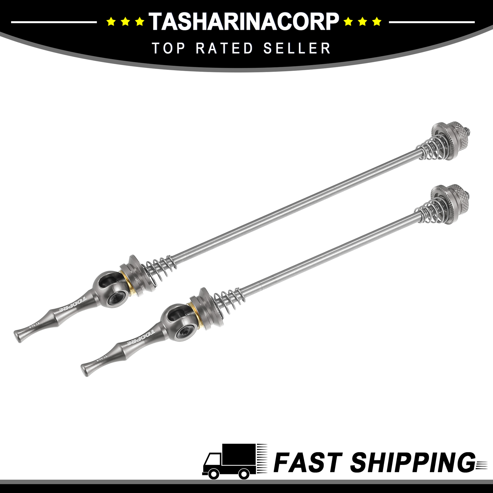Universal Piece of 2 Quick Release Axles Skewers Lever 140mm 180mm Titanium Tone