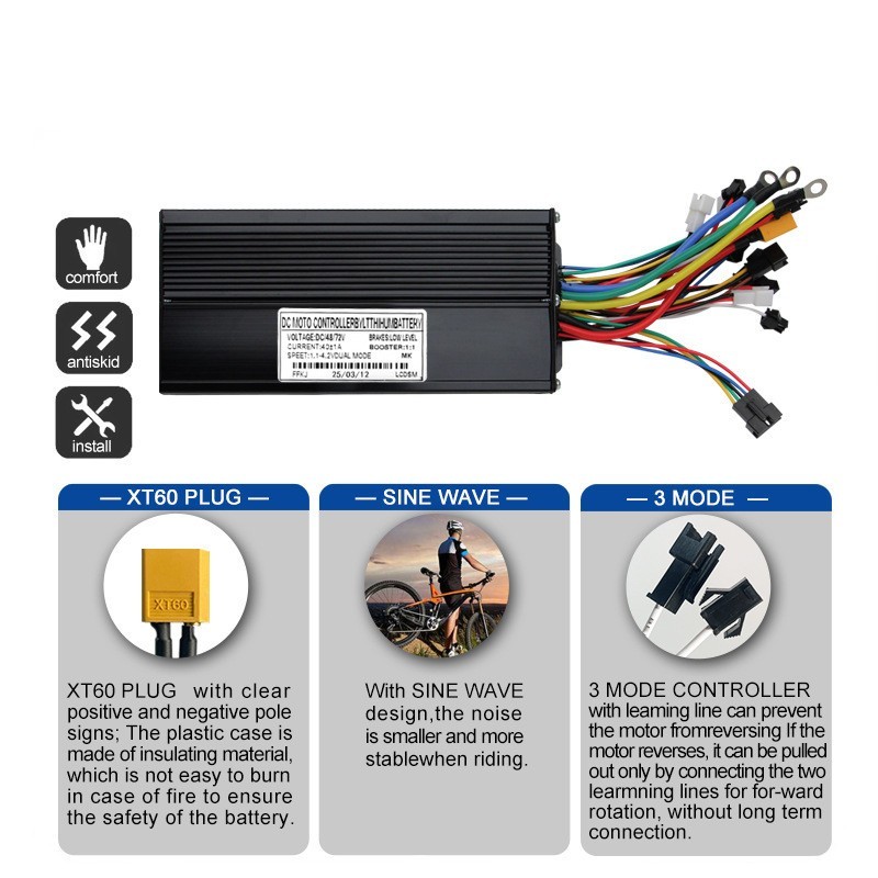 Three model Controller E-bike&E-trikes 40A 48V/52V/60V/72V 1000-2000W Sine-wave
