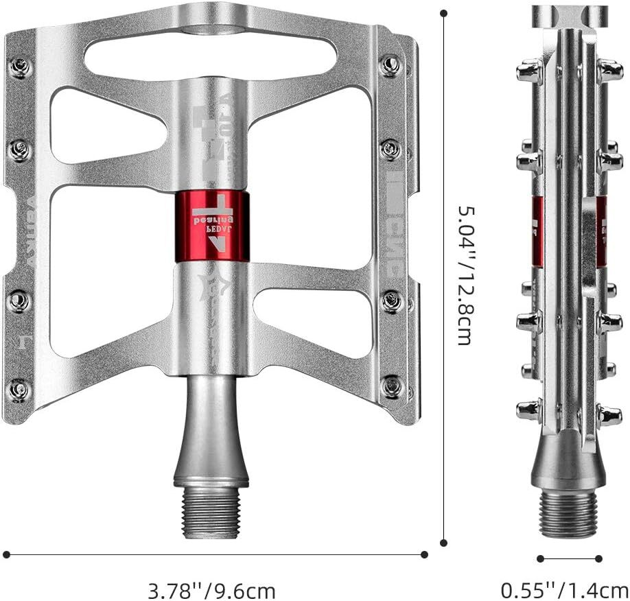 ROCKBROS 4 Bearings MTB Bike Pedals Platform Flat Aluminum Alloy 9/16″