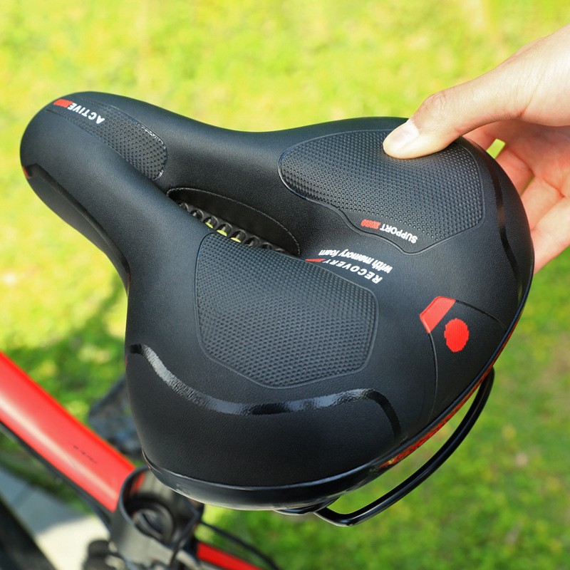 Comfort Bike Seat Memory Foam Padded Bicycle Saddle Dual Shock Absorbing Reflect