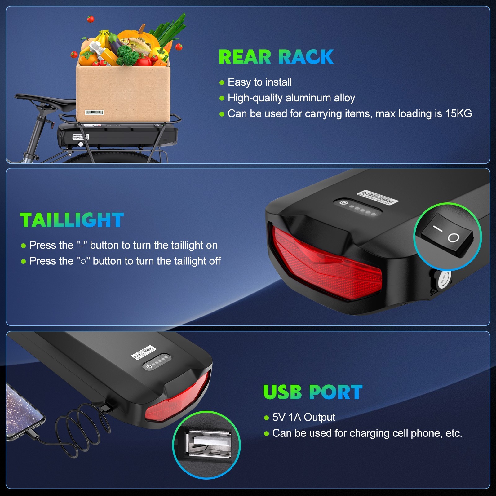 48V 52V 16Ah 18.2Ah 30Ah 20Ah 25Ah Ebike Battery 30A BMS Lithium Ion Battery US