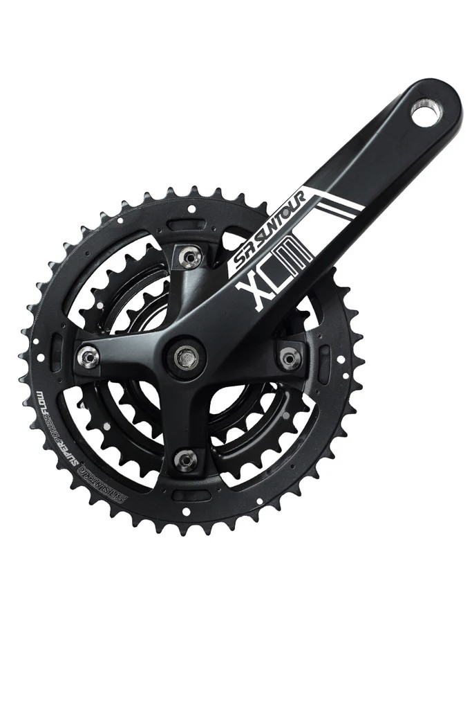 SR Suntour XCM Crankset – 175mm 44/32/22T 3×9-Speed Silver/Black