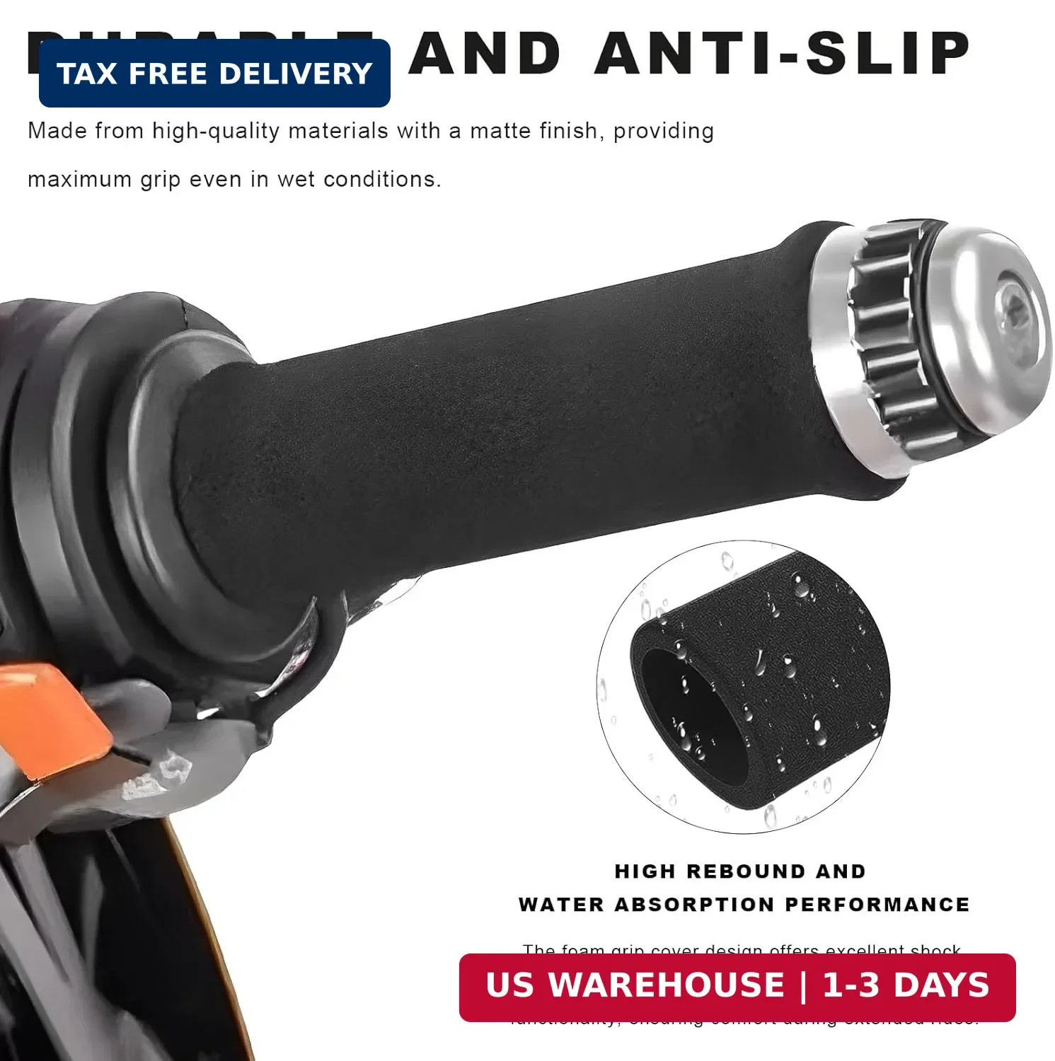 2 PCS Foam Handlebar Grips, Anti-Slip Motorcycle Bar Grip Comfortable Handle Cov