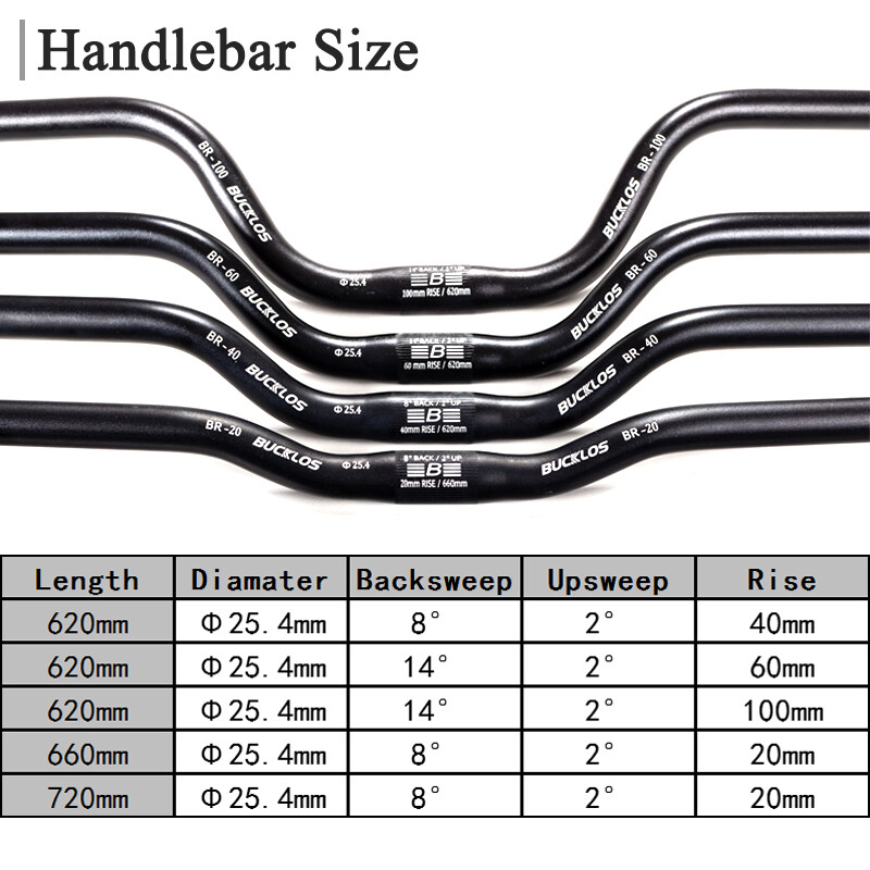 BUCKLOS 25.4/31.8mm Riser Handlebar 580-780mm Aluminum Mountain Folding/BMX Bike