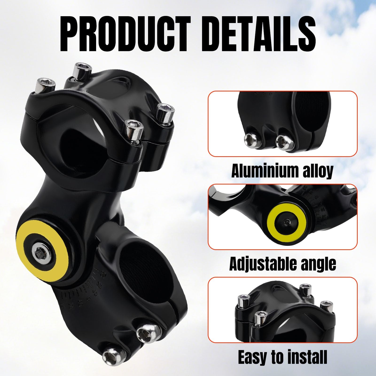 Adjustable Bike Stem 60 Degree Handlebar Riser Adaptor For Bicycle Component