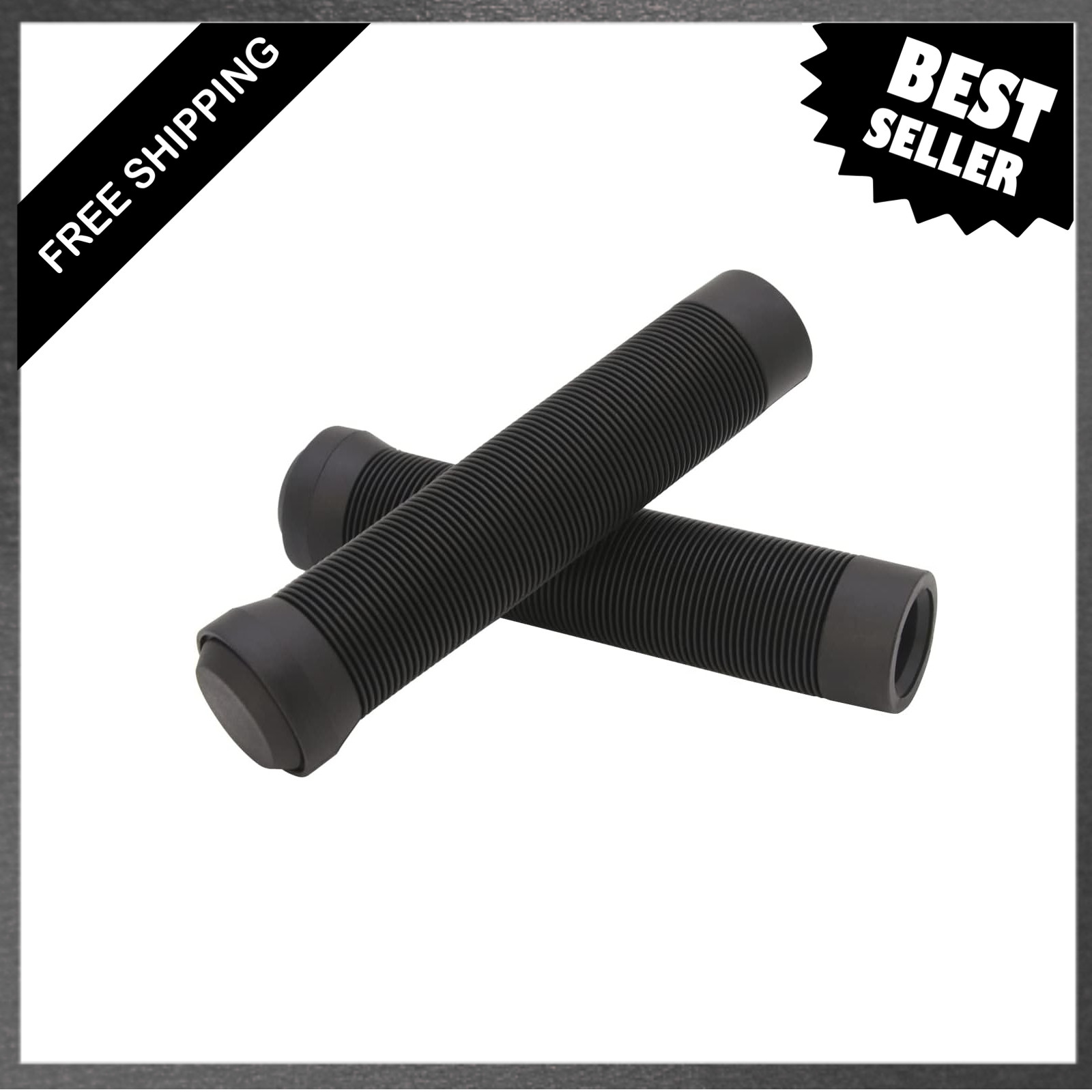 Bike Handlebar Grips, Rubber Cycling Grips, 145mm, Non Slip, for BMX Scooter