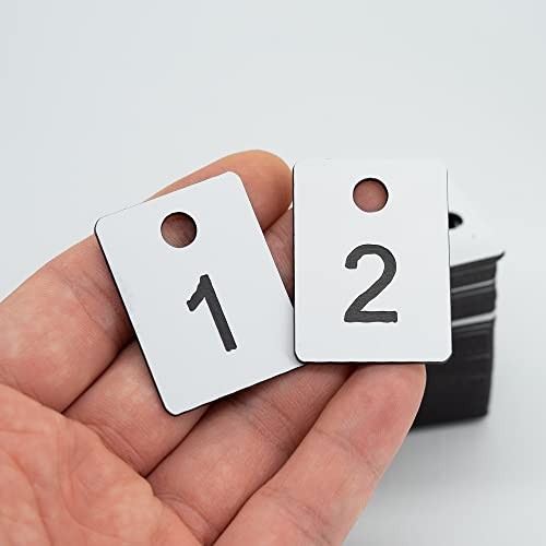 Plastic Numbered Tags Rectangle Key Number Tags Number Disc with 1-100 White