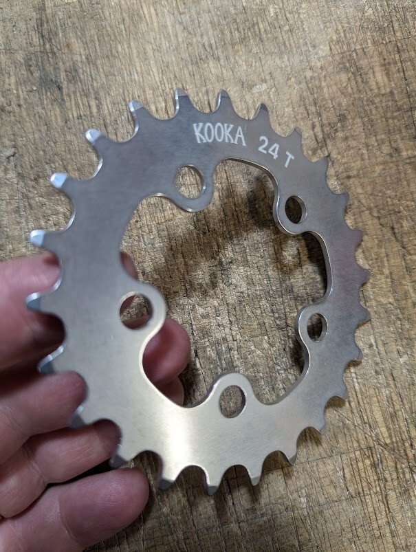 NOS KOOKA 24t 58mm bcd chainring MTB vintage (silver/raw)