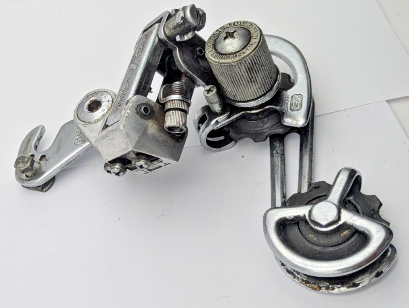 RALEIGH SUNTOUR 7 GT REAR DERAILLEUR SILVER LONG CAGE W/ REMOVABLE HOOK HANGER