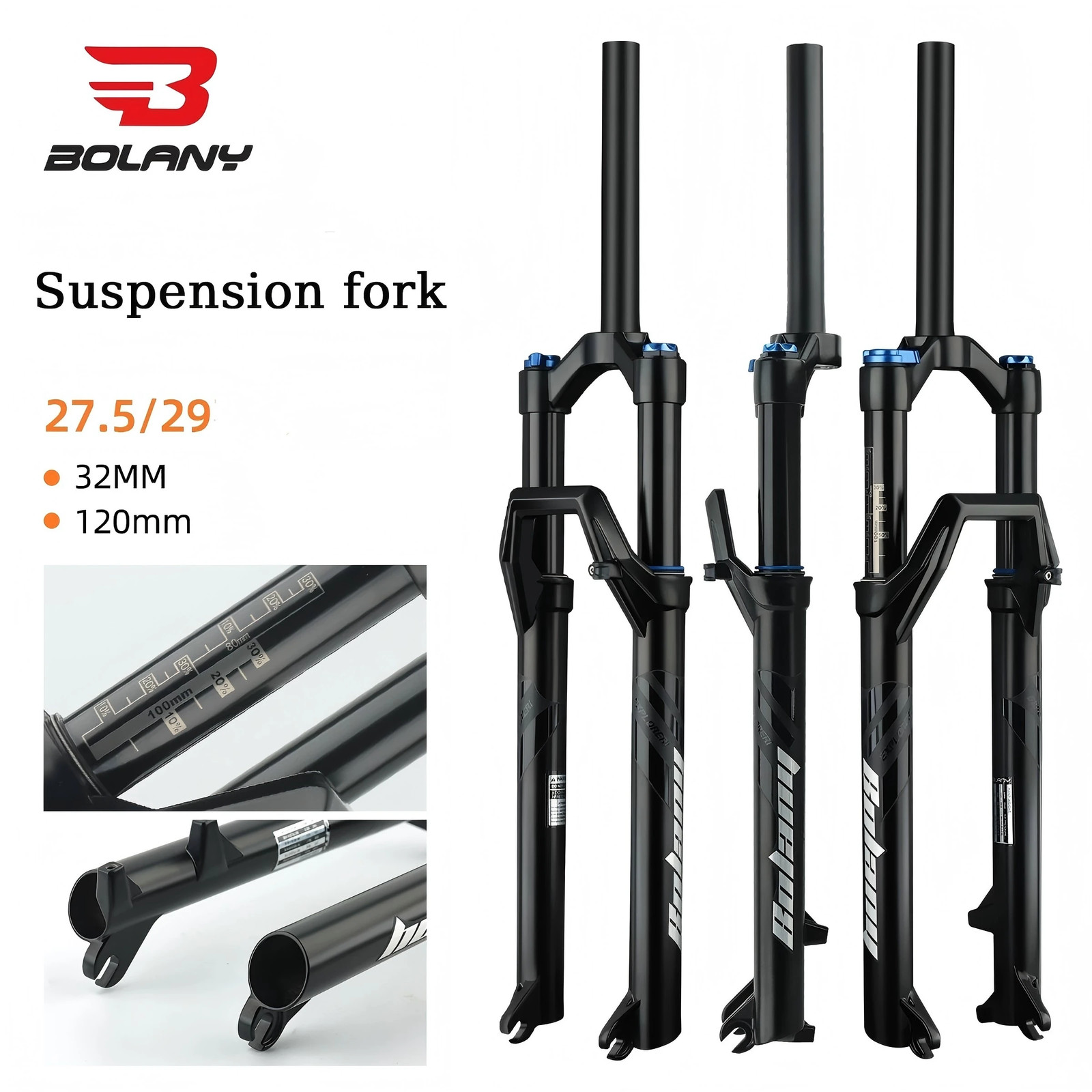 26/29 inch MTB Air Suspension Fork 125mm Travel 28.6mm Steerer Shoulder Lockout