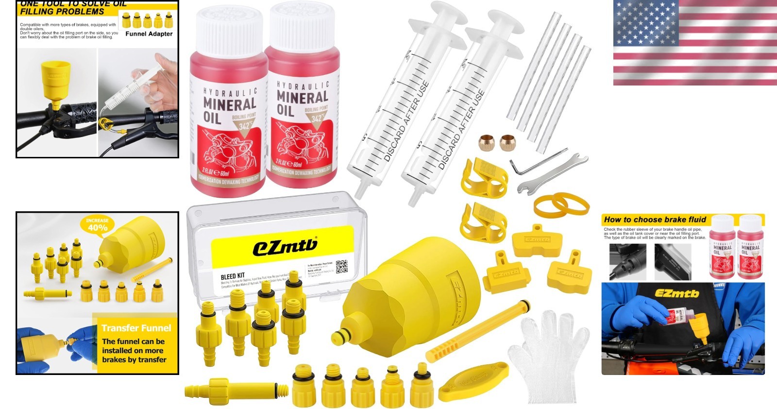 Hydraulic Brake Bleed Kit for Shimano,TEKTRO, MAGURA and Other Mineral Oil Brake
