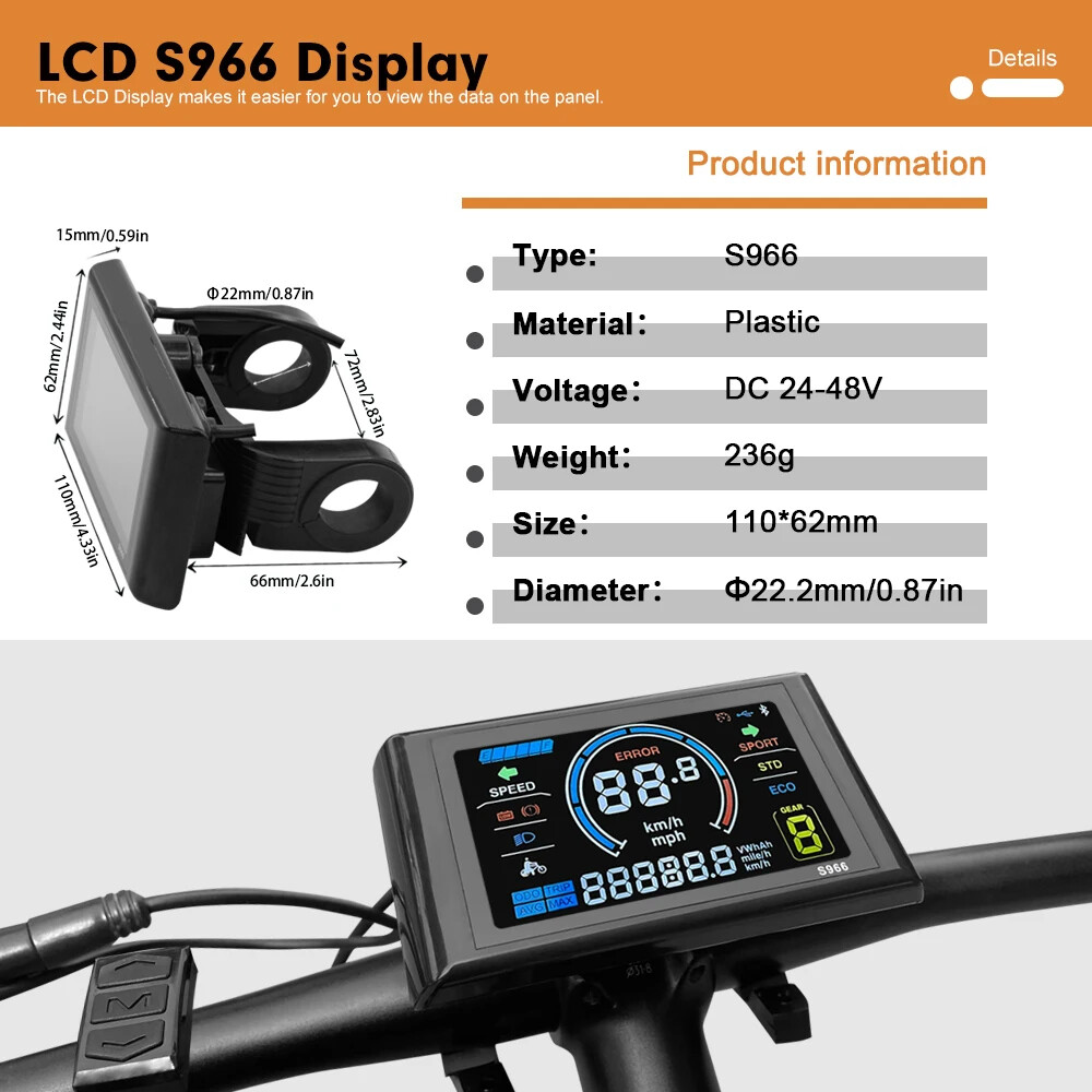 E-bike 36V/48V 40A Three-Mode Sine Wave Controller with LCD Display Motor Kit