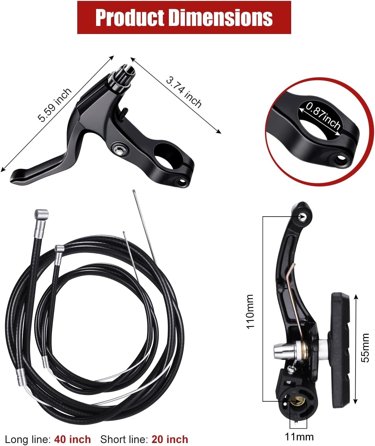 Boao Bike Brake Set Black for MTB Front Rear Braking