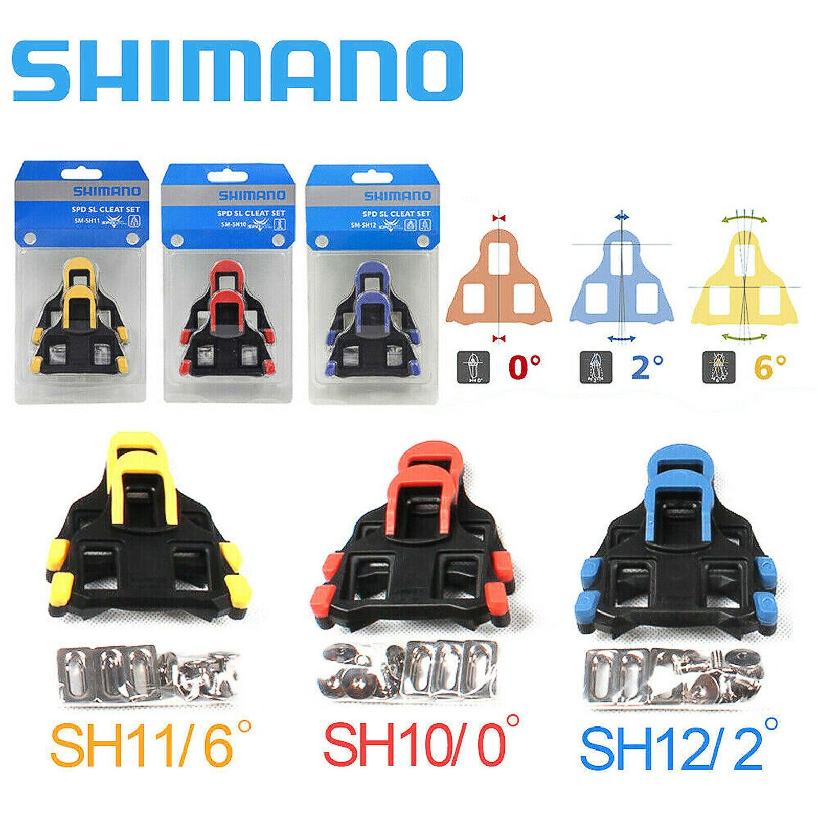 Shimano SM-SH10 SH11 SH12 SH51 Cleat Set Float SPD-SL 0/2/6° Bike Pedal Cleats