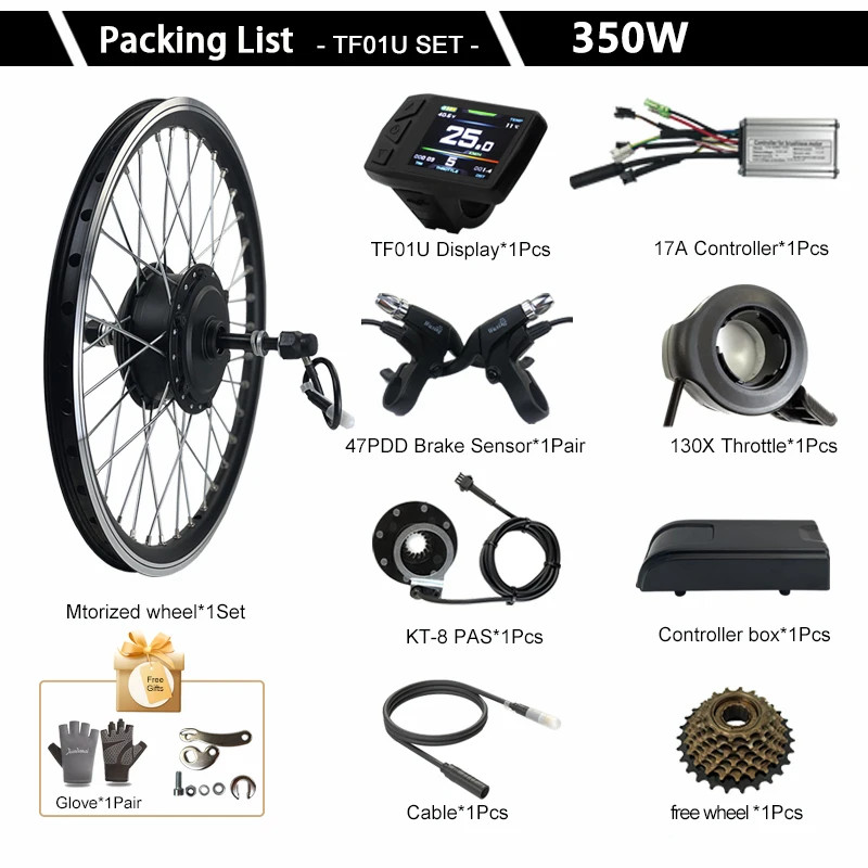 Electric Bike Conversion Kit 36V 48V 350W Rear Rotate Brushless Hub Motor Wheel