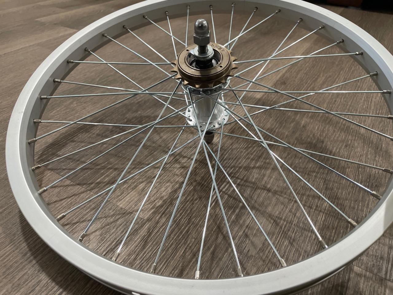 20″ Bicycle Alloy Silver Chrome Wheels 36 Spoke Front & Rear Freewheel 12g BMX