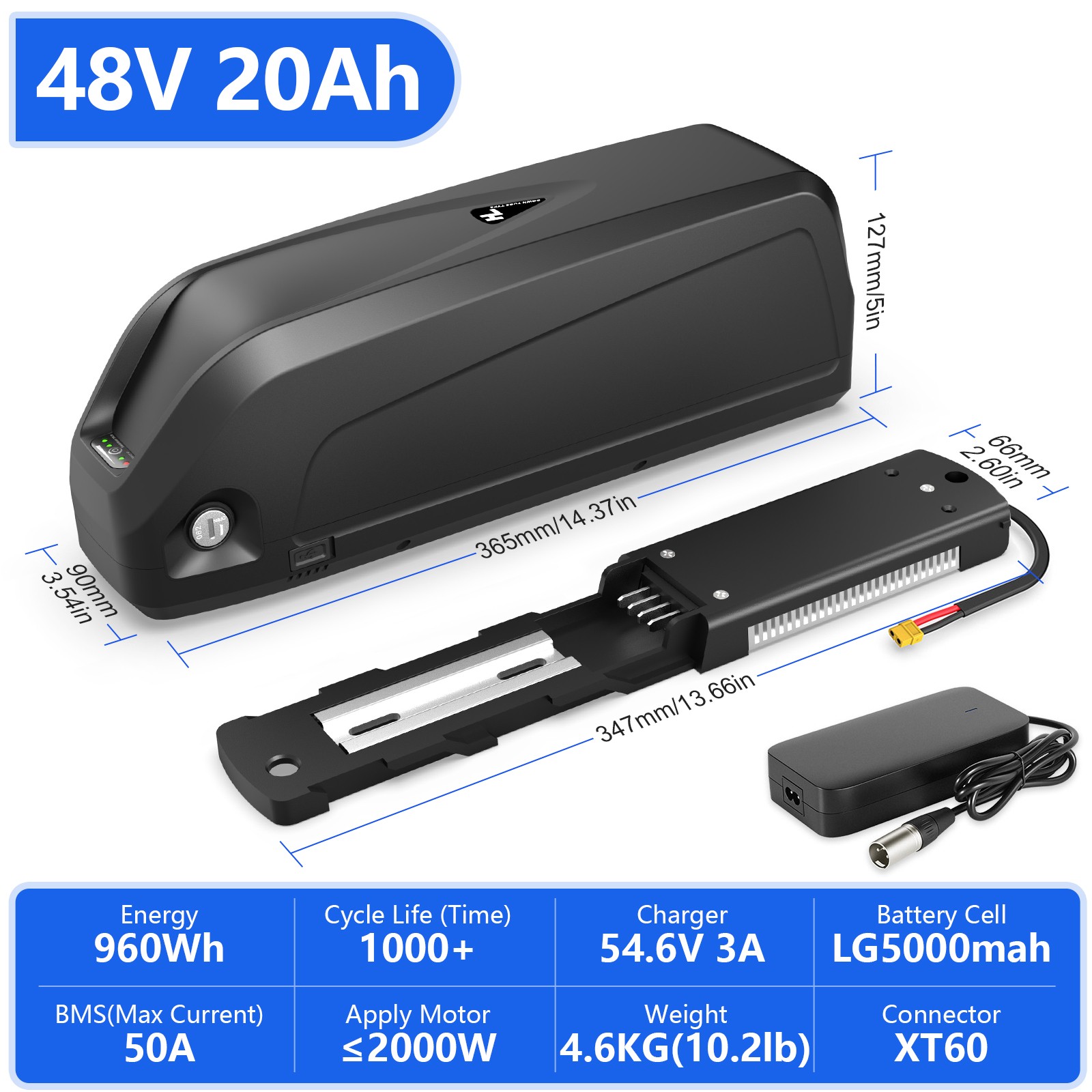 E-bike battery 48V 52V 60V 20Ah 25Ah Lithium Electric Bicycle Battery for Bafang