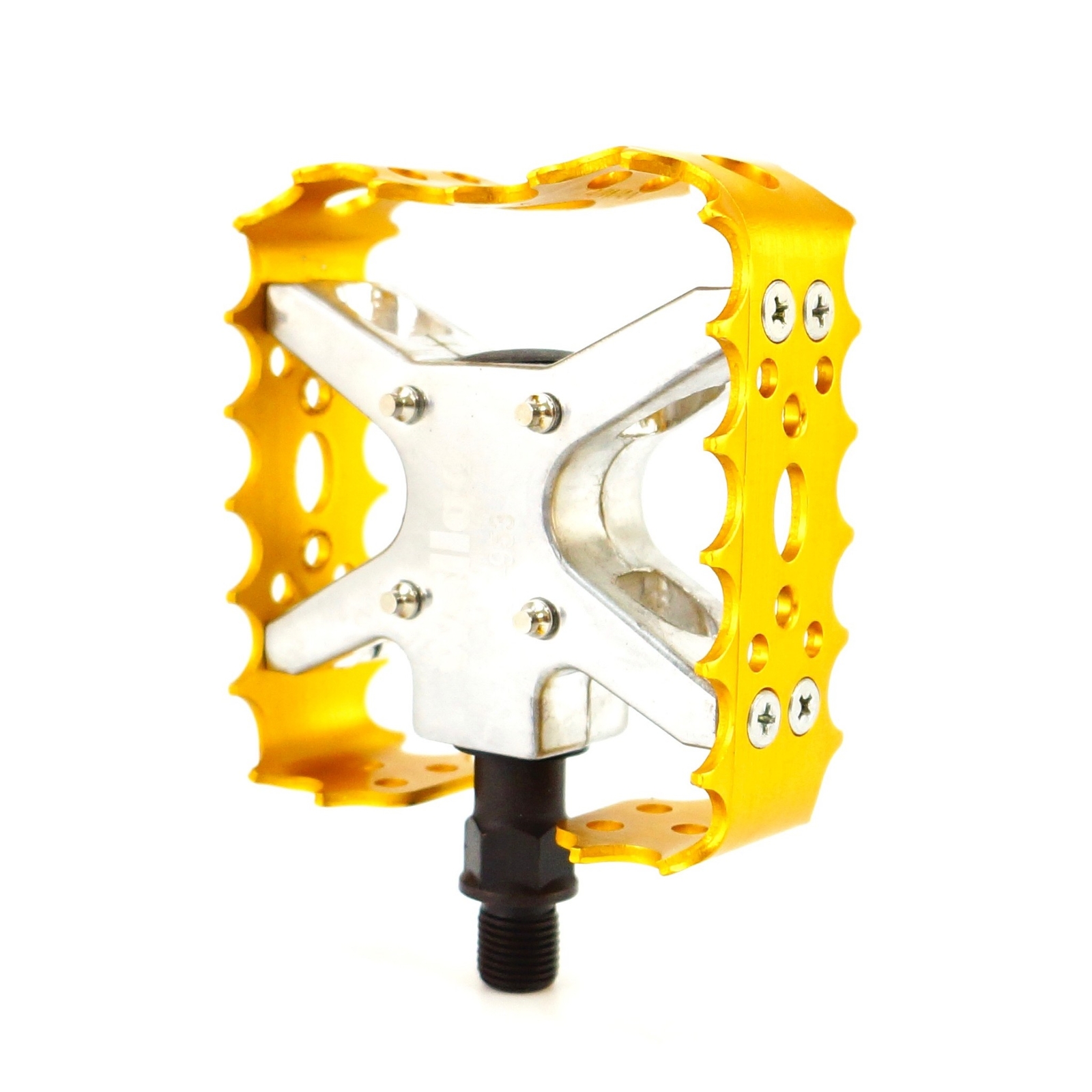 Wellgo BMX MTB Bear Trap III Old school Bike Pedal 9/16″, 1/2″ Blue Gold Silver
