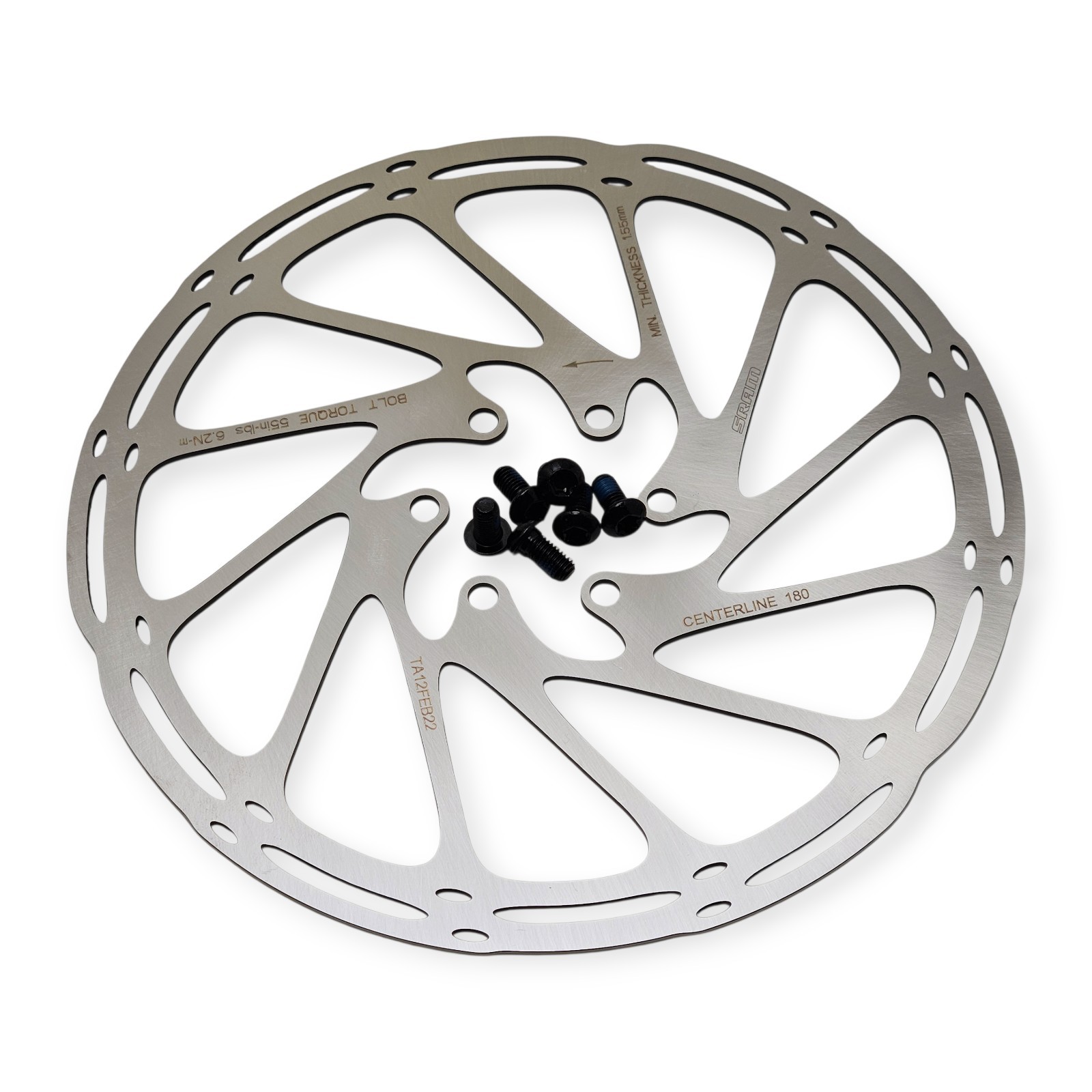 SRAM CenterLine 180mm 6-Bolt Disc Brake Rotor OEM MTB / Road 1-Piece w/ Bolts