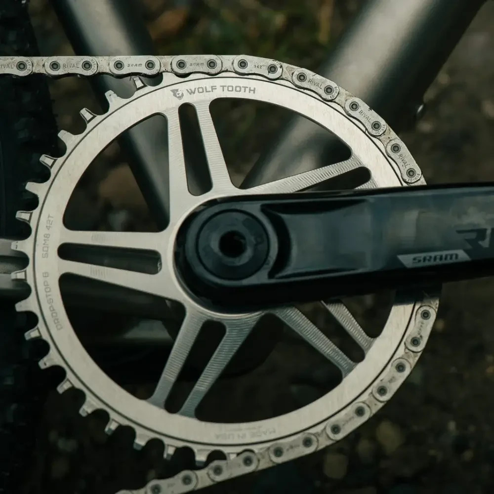 Wolf Tooth Raw Silver SRAM Gravel 8-Bolt Chainring