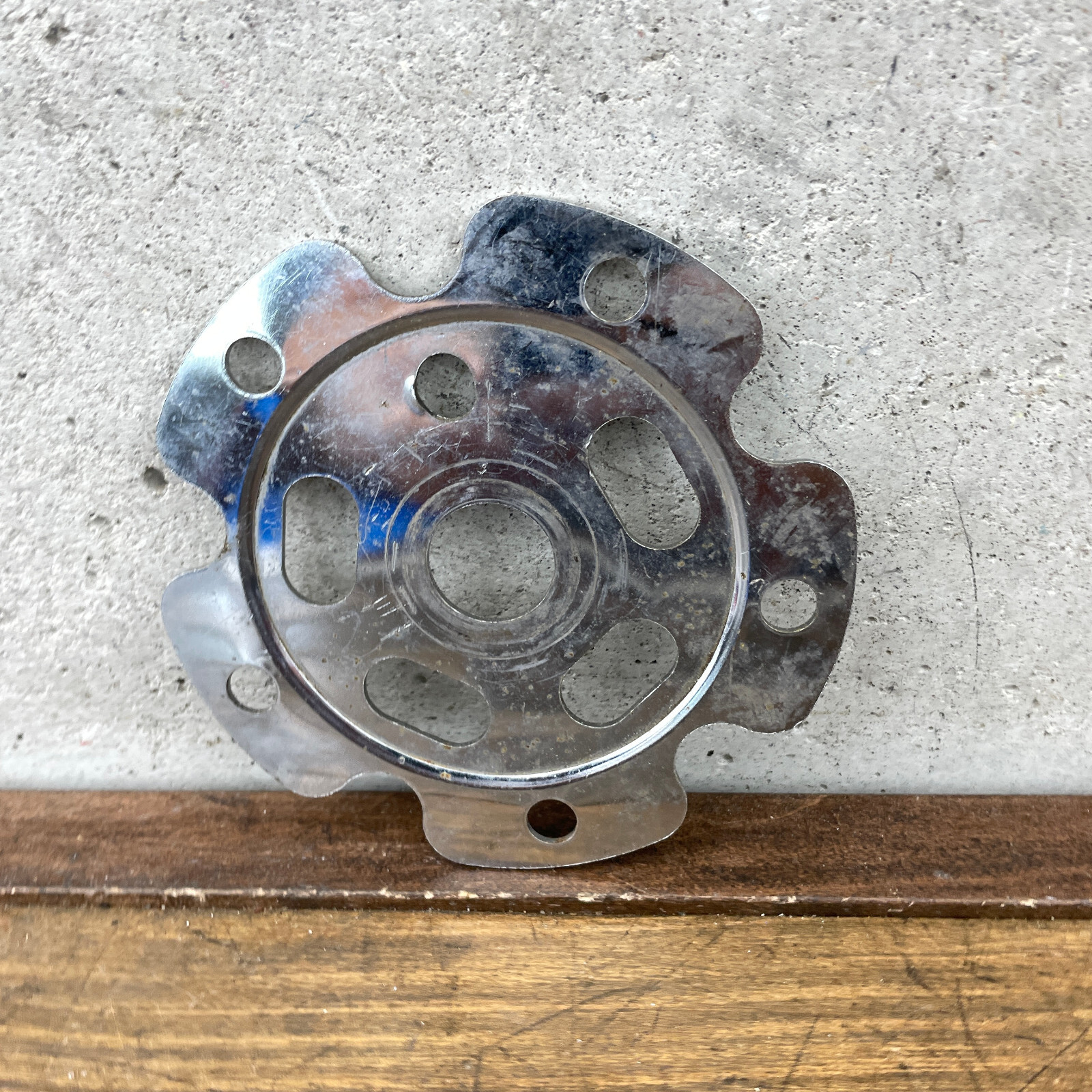 Old School BMX Power Plate Spider Chrome Disc 110 OG 80s Silver Freestyle