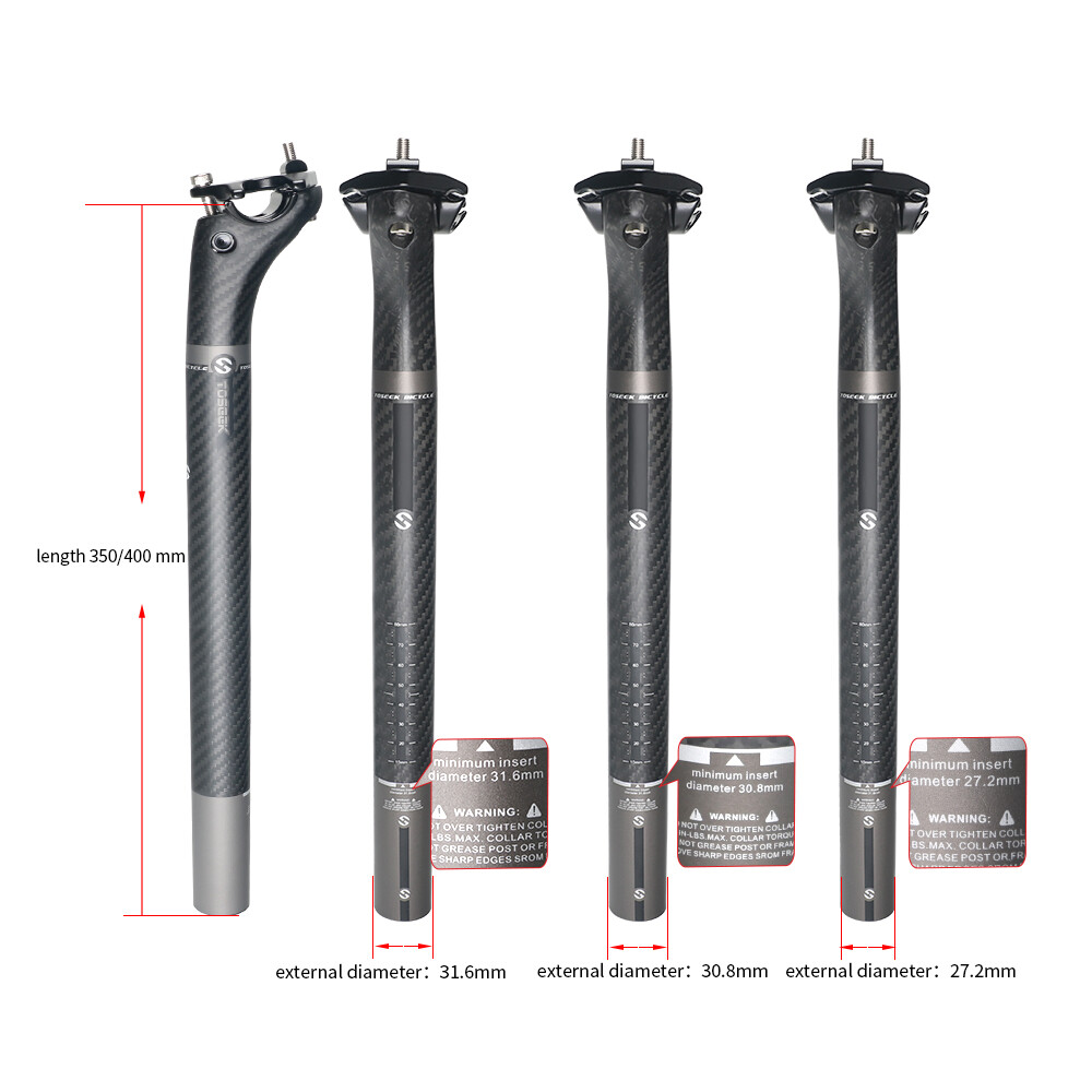 TOSEEK Carbon Fiber Seatpost 27.2/30.8/31.6mm Bicycle Seat Post Tube Offset 20m