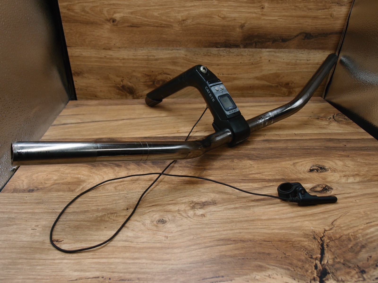 steel riser handlebar Schauff + quill stem CATEYE 25.4 mm for road bike touring