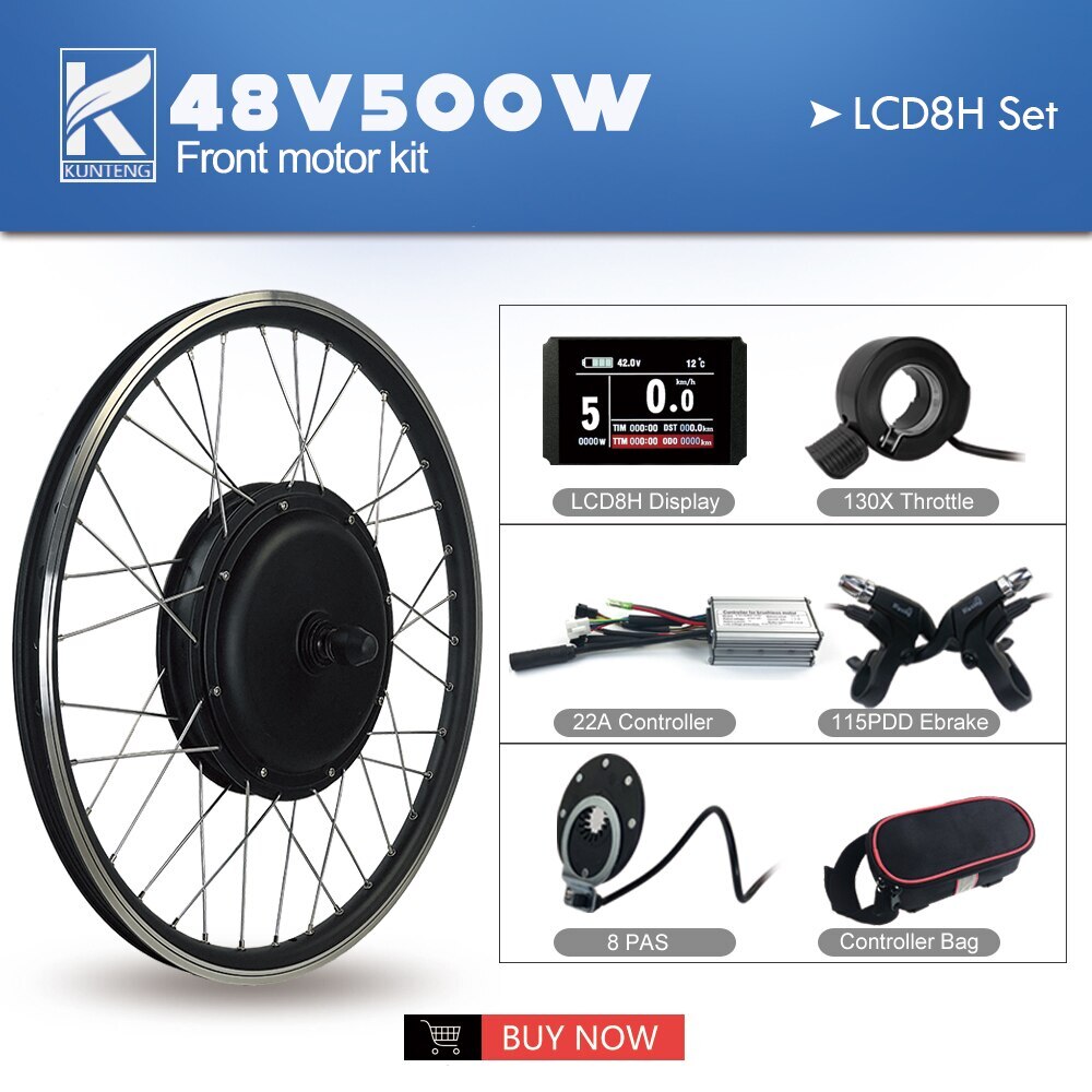 E-bike Conversion Kit Brushless Gearless Front Wheel Motor 36V 48V 500W Display