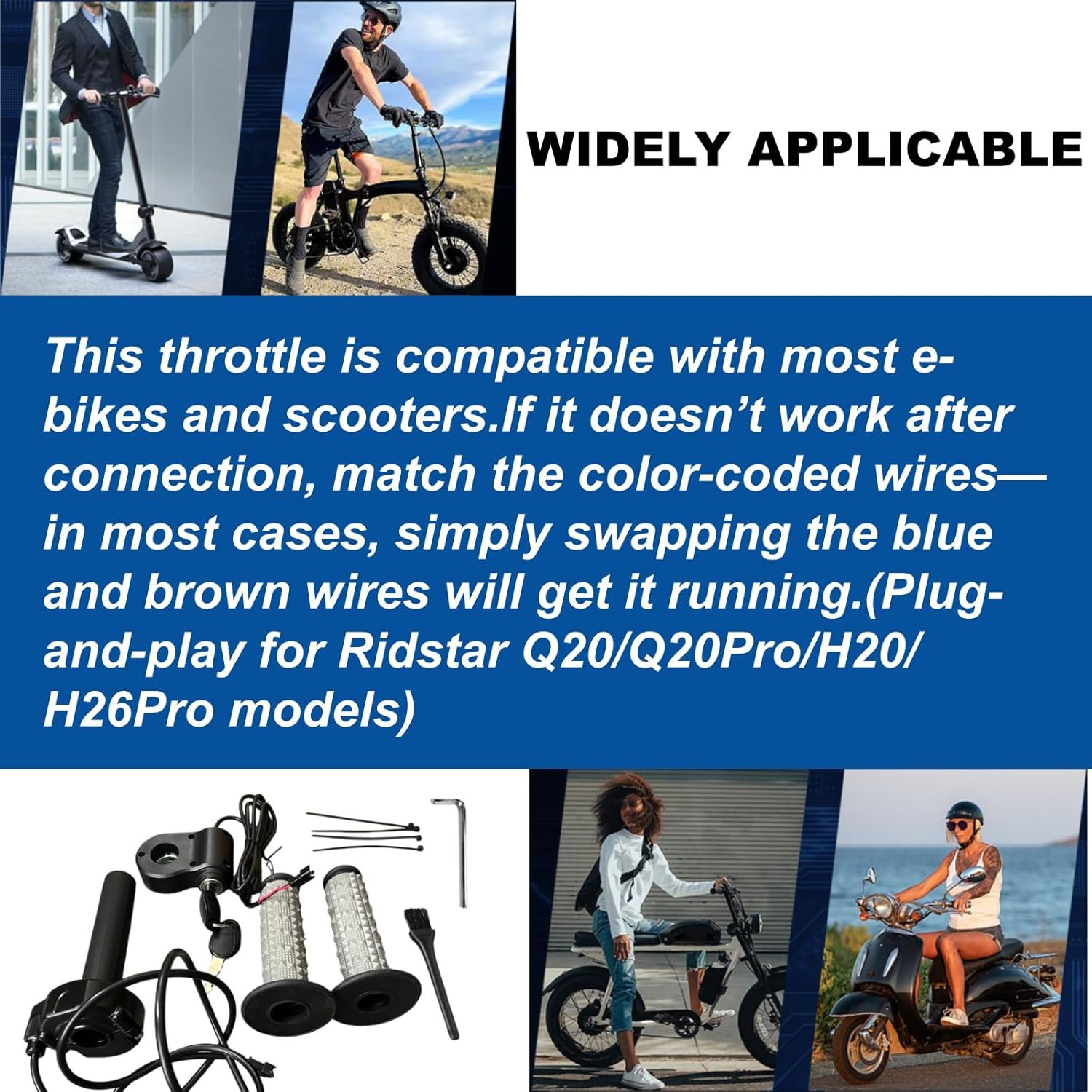 Surron Throttle for Ridstar Q20, Full Twist Throttle with Rolling Bearing, Plug