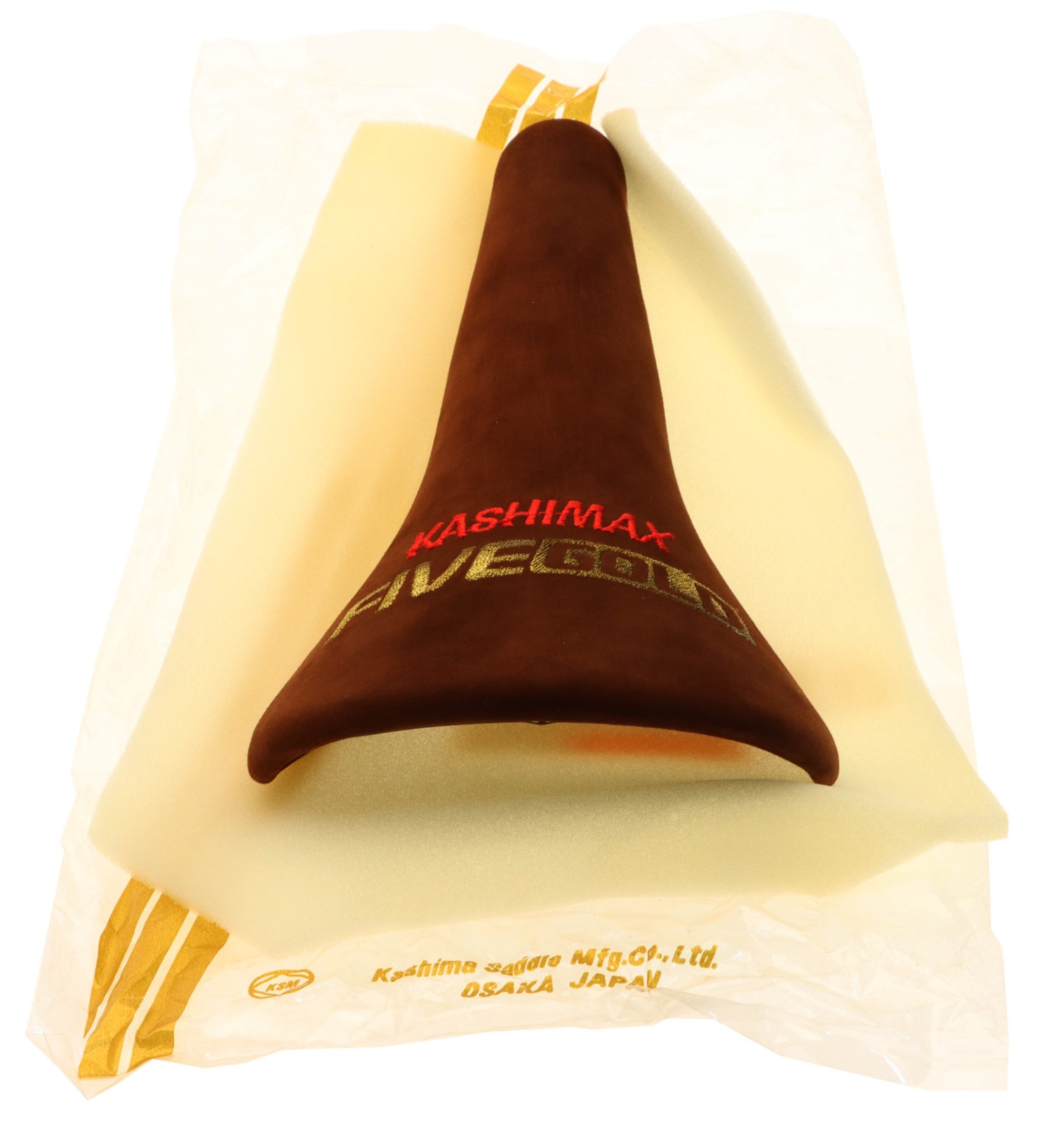 Kashimax Five Gold 8PE Saddle NJS 30mm Rails Brown Suede Leather /w Logo NEW NOS