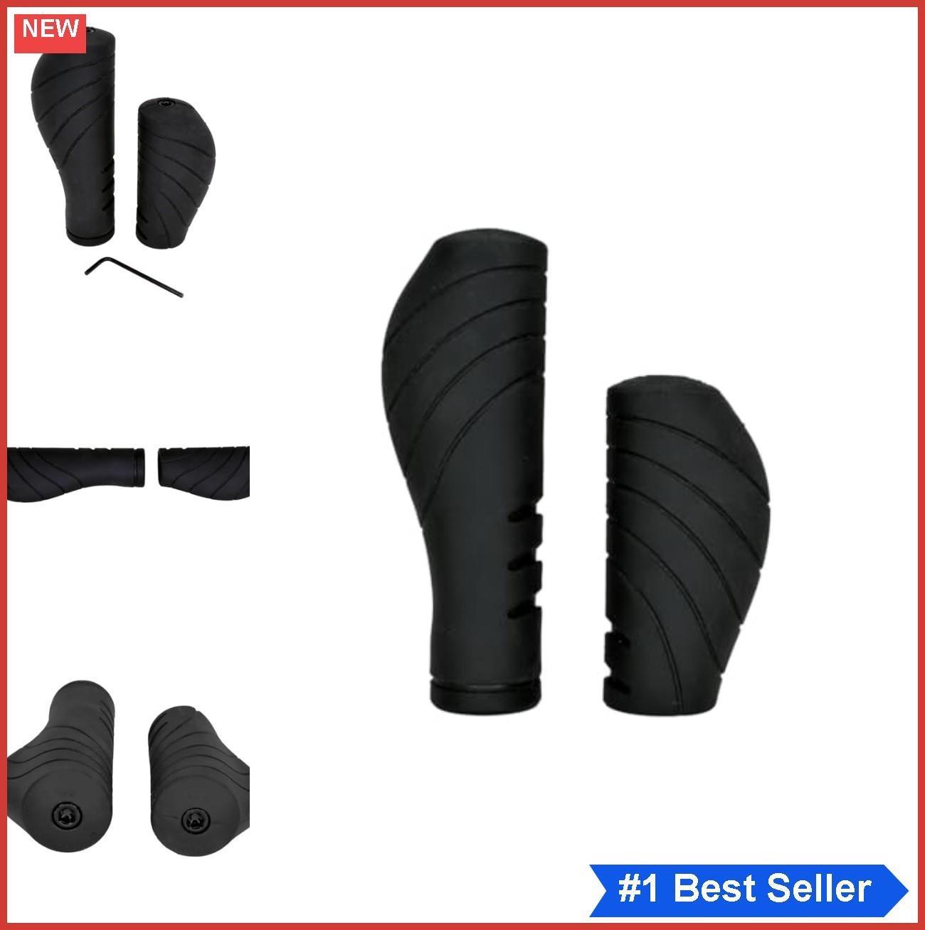Bicycle Handlebar Grips Ergonomic Recycled 132mm 92mm for Twist Shifters Lock-On