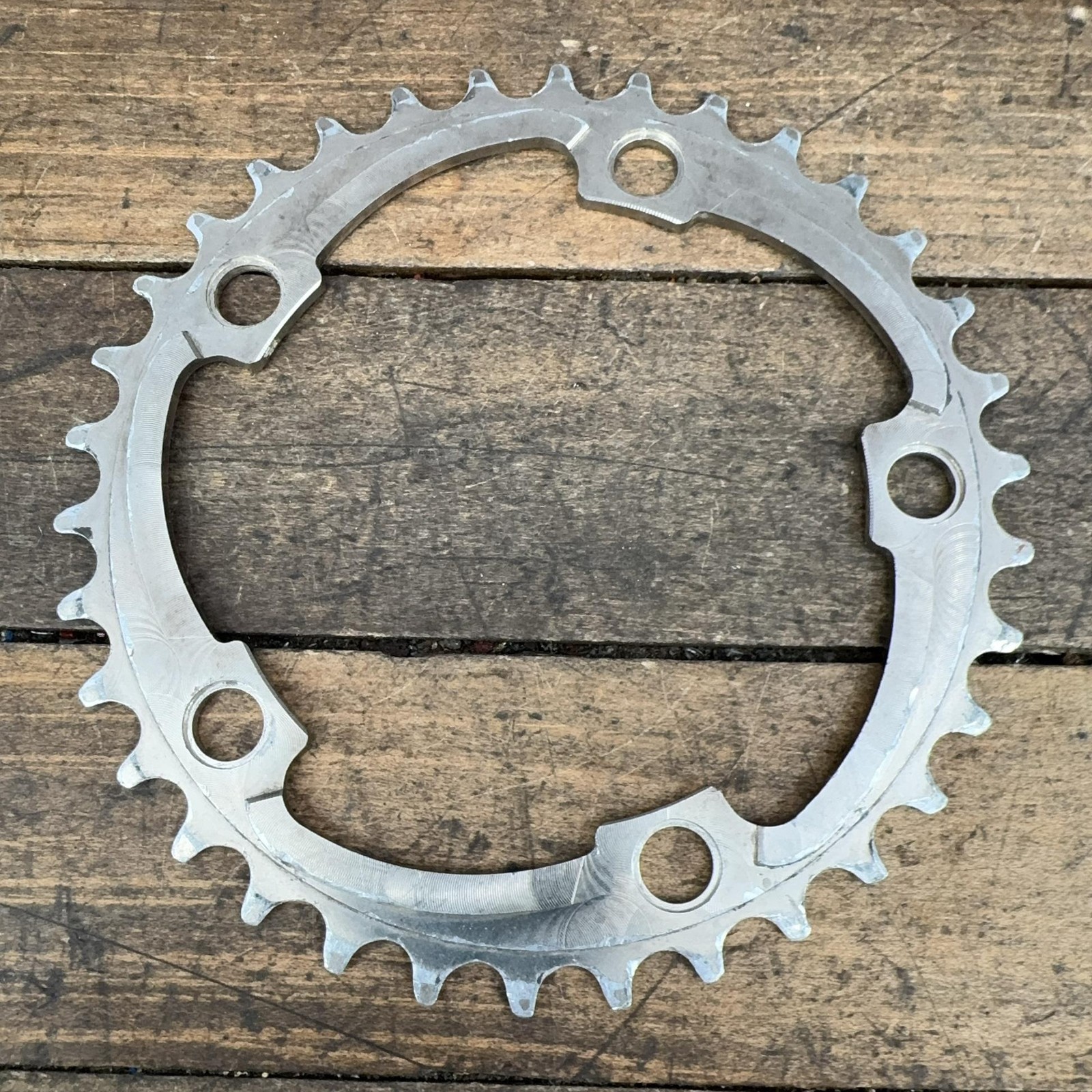 Vintage REAL 34T Chainring 110 BCD 5-Arm Silver Aluminum Mountain Bike