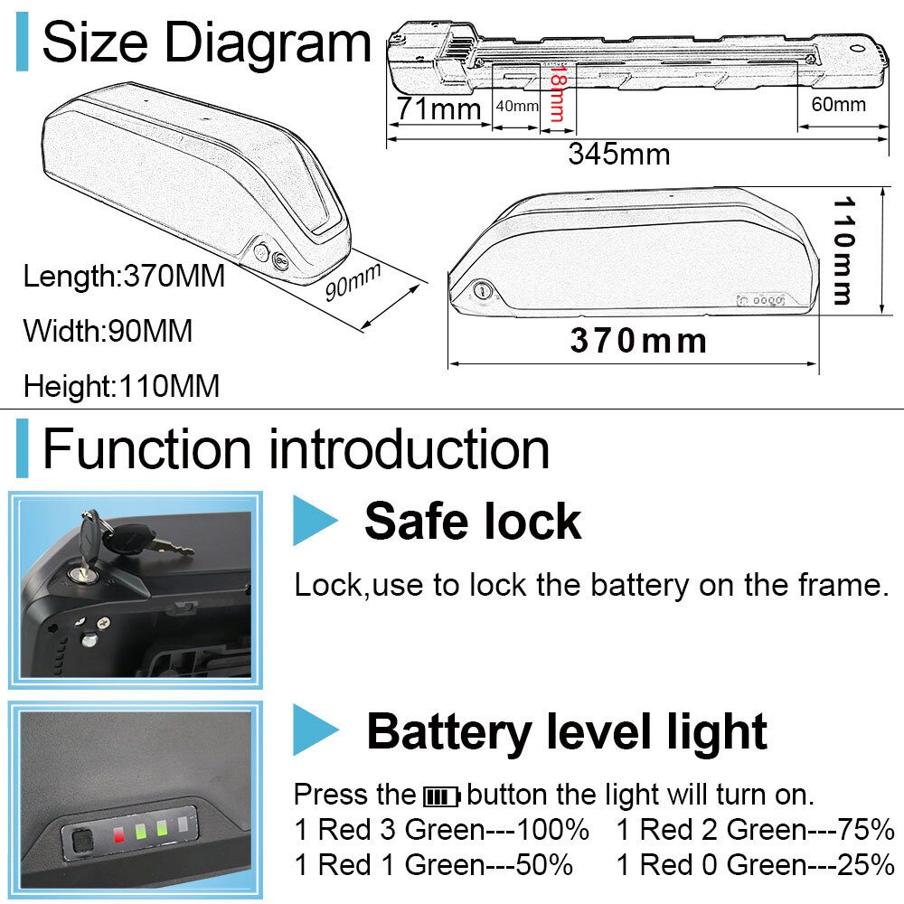 36V 48V 52V e-bike battery bicycle battery pedelec electric bike lithium battery DIY