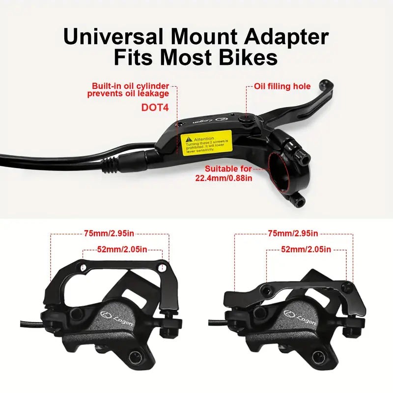 Front & Rear Hydraulic Disc Brake Set Fit for Bluvall K10 R700 SU8 Electric Bike