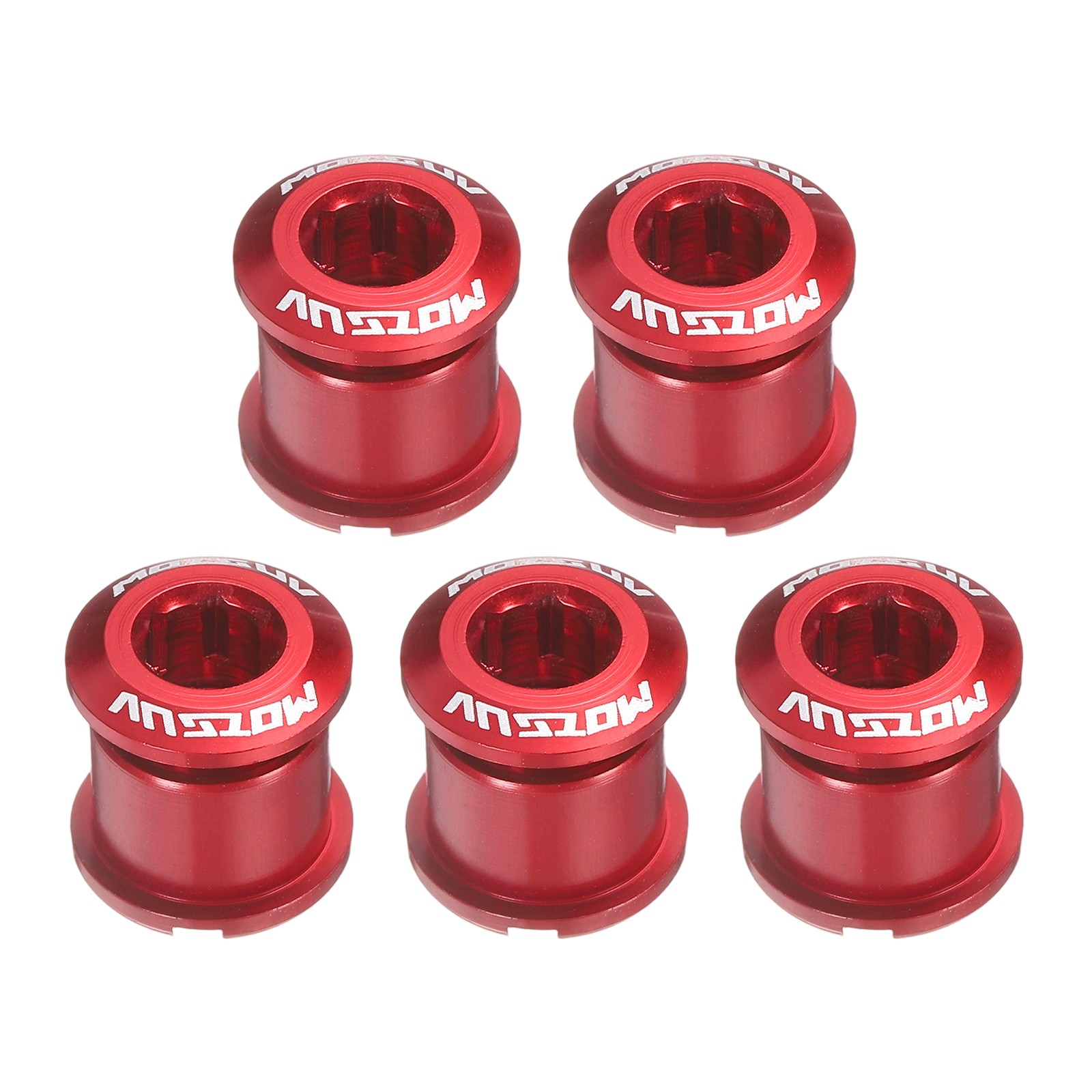 5pcs Double Chain Ring Bolts M8 Aluminum Alloy Bike Chainwheel Screws Red,