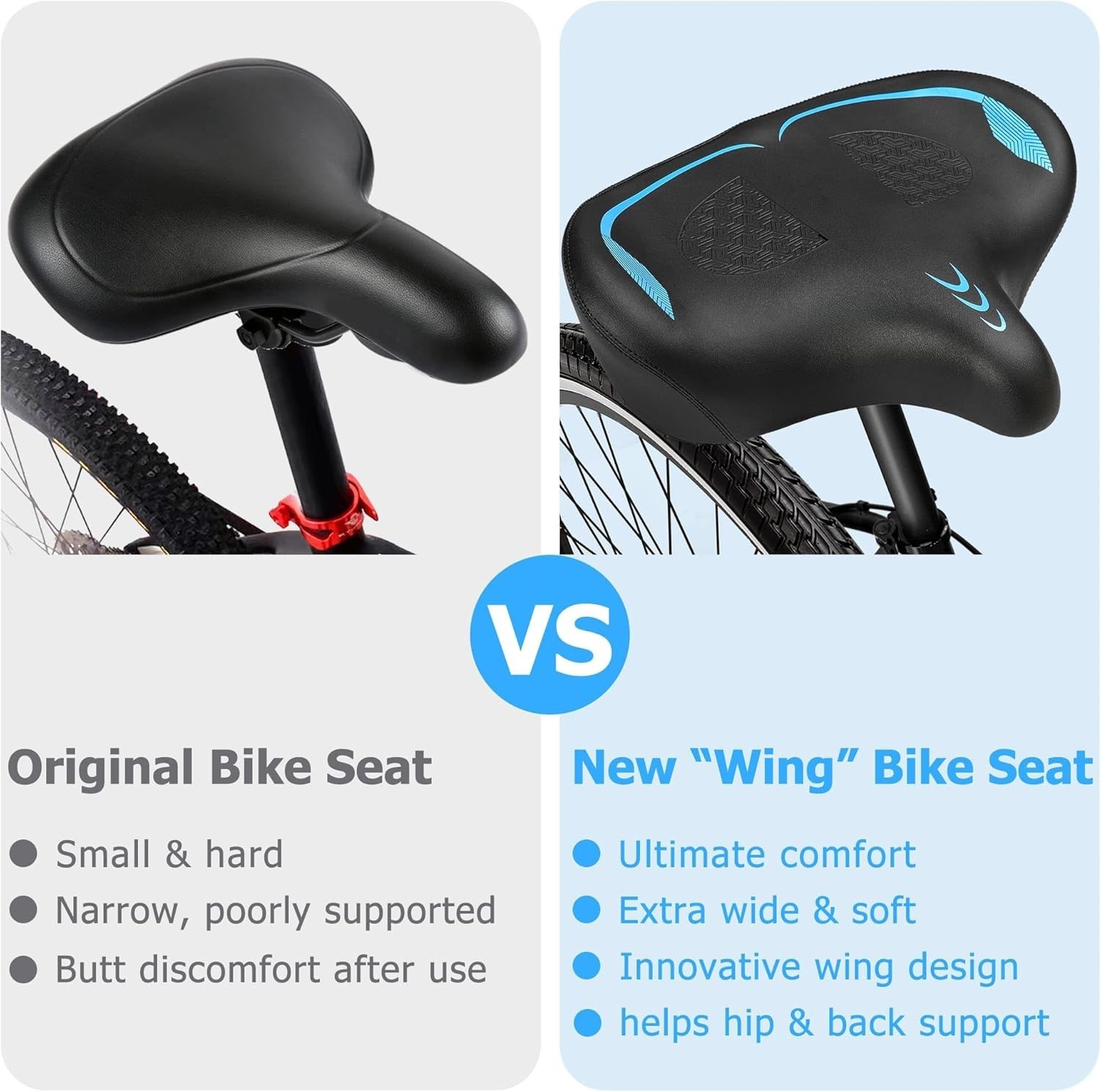 Oversized Bike Seat for Men & Women Comfort, Extra Wide Bicycle Seat Cushion,…