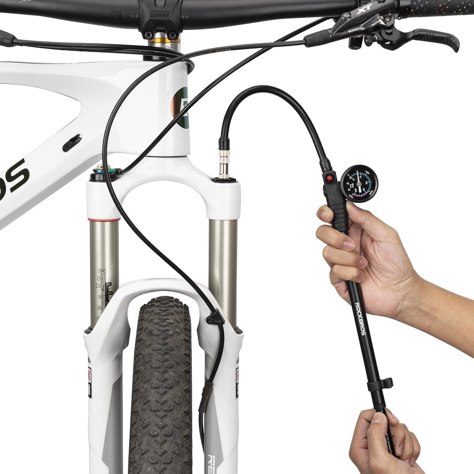 ROCKBROS Bike Shock Pump High Pressure 300 PSI for Rear Shock & Suspension Fo…