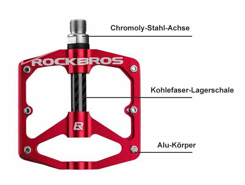 RockBros Bicycle Road Mountain Bike Pedals Carbon Fiber Sealed Bearings Aluminum