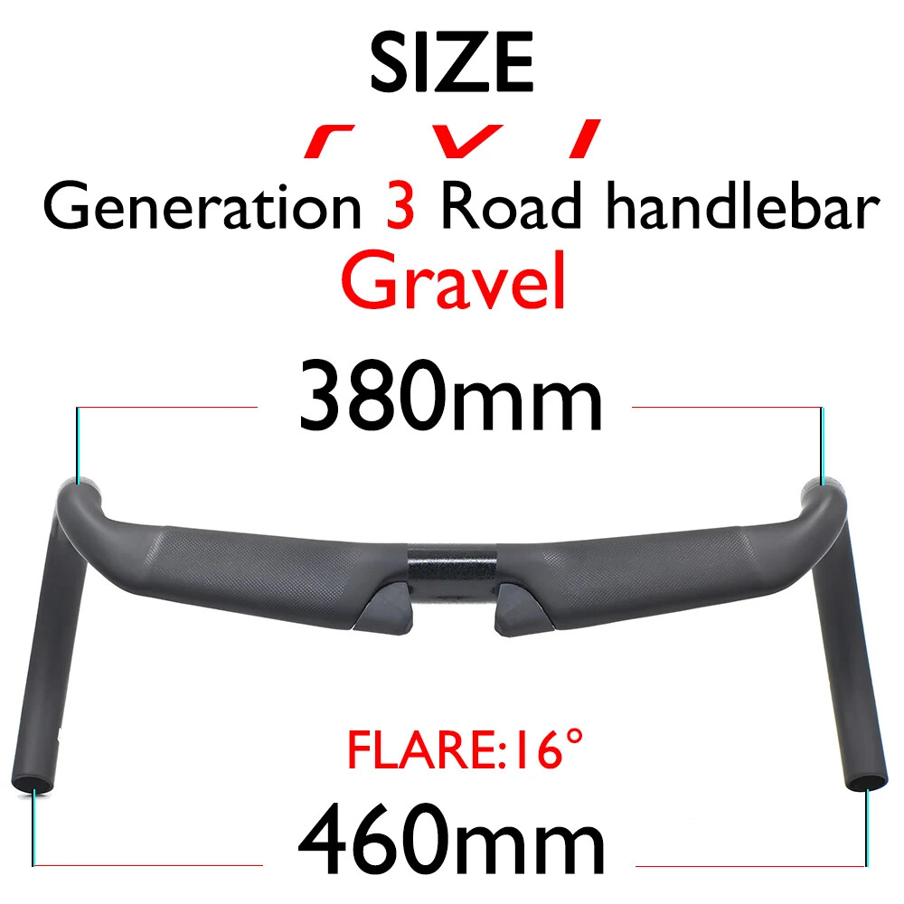 31.8*380 400 420 440mm T1000 Carbon Fiber Gravel Road Bike Handlebar with Stem