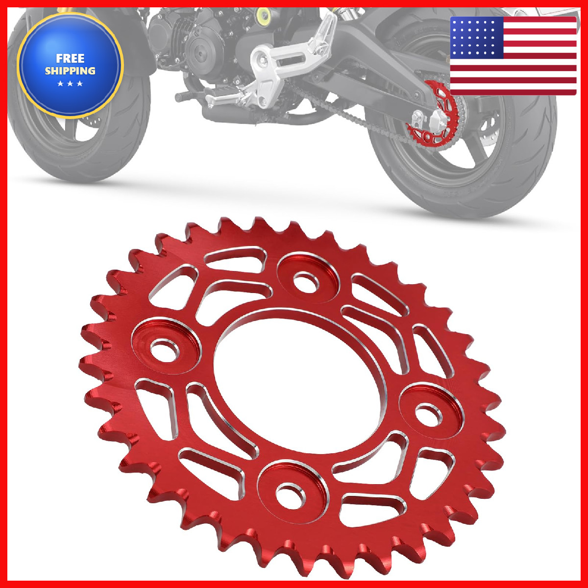 Iuvwisn Motorcycle 34 Tooth Sprocket Rear Chain Sprockets 420 / 34T Cnc For