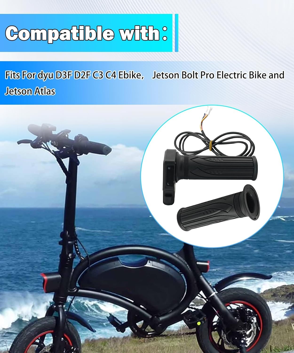 1 Pair 36V EBike Throttle Grip Fits for Dyu D3F D2F C3 C4 Ebike and Jetson