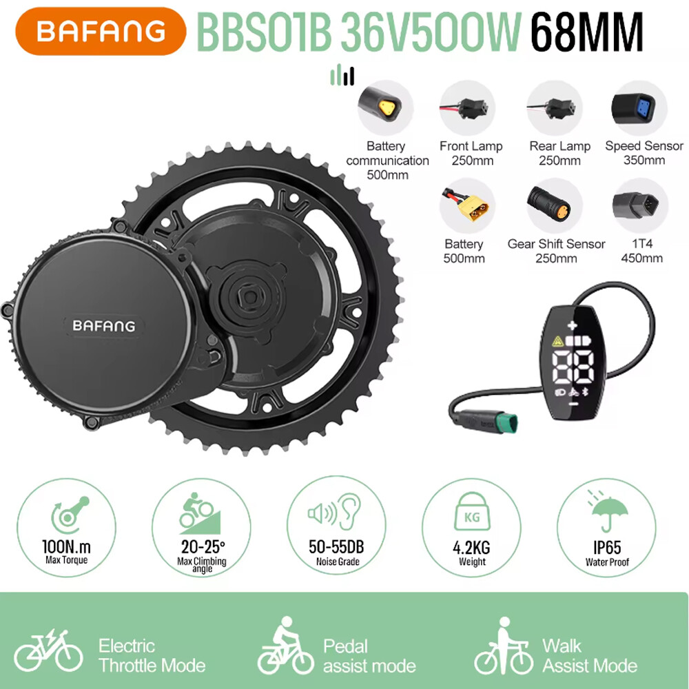 36V 500W BAFANG Mid Drive Motor Electric Bicycle Conversion Kit BBS02B 68-73mm