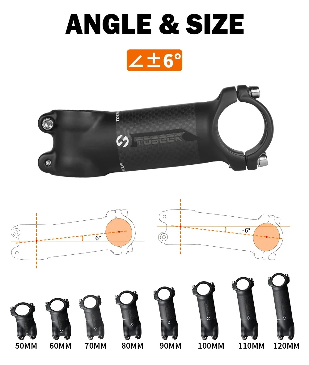 Bicycle Stem 28.6 – 31.8mm Bike Handlebar Stem 6 Degree or 17 Degree 60-120mm