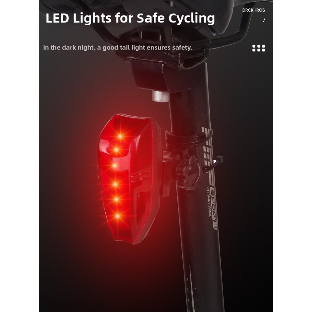 USB Rechargeable Rear Bike Light High Visibility LED 2.72 x 3.5 cm ABS