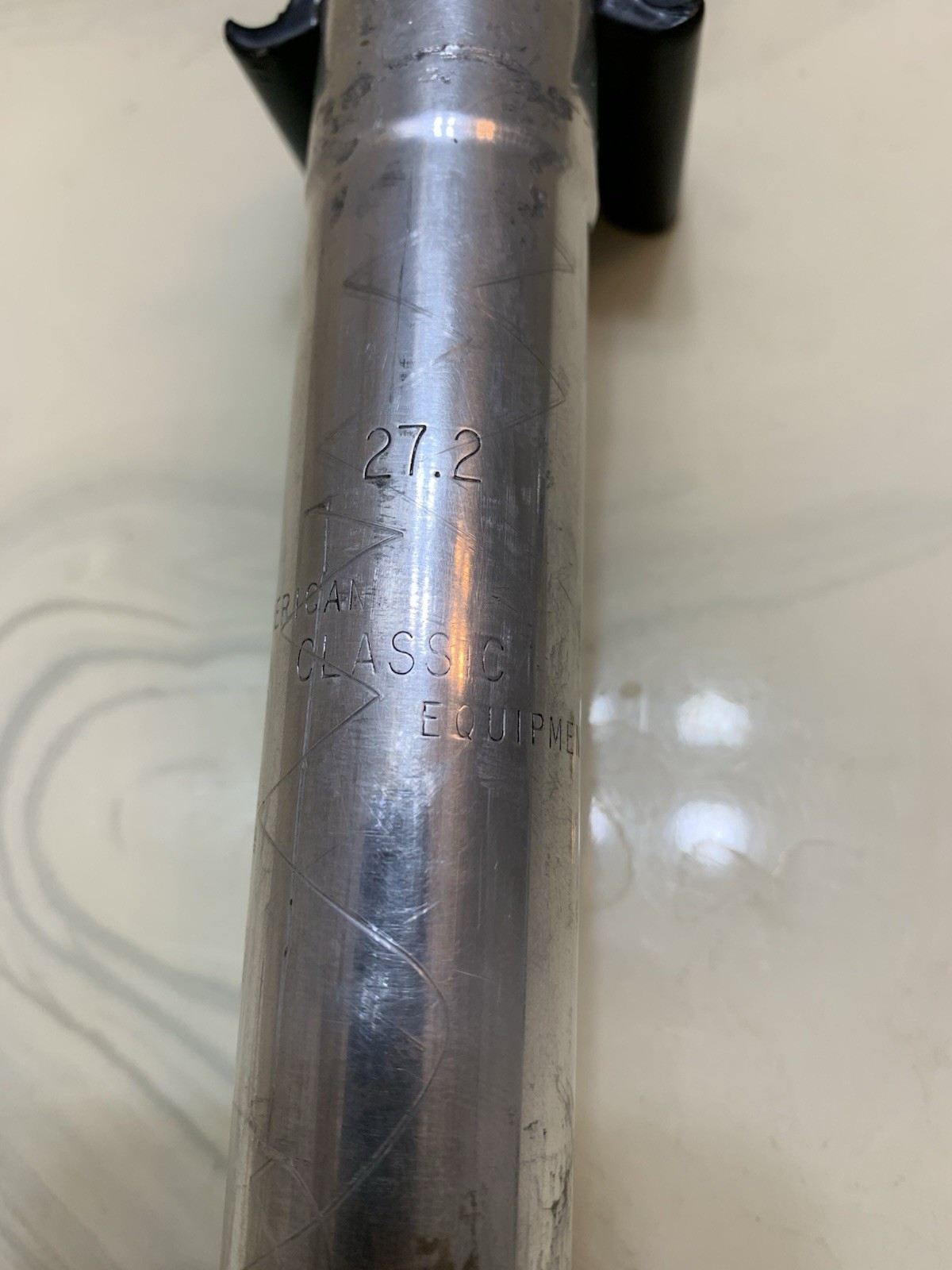 Vtg 1990s 27.2 American Classic Seatpost 20mm Setback Silver/Black 255mm Tilt