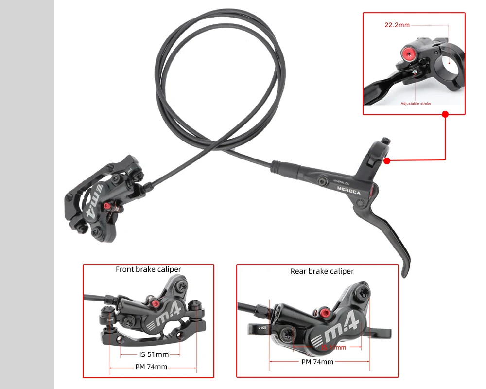 4-Piston MTB Bicycle Hydraulic Disc Brake with Silicone Protective 800mm/1400mm