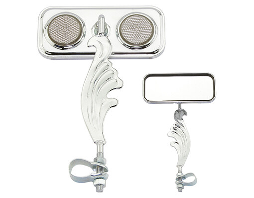 ONE Bike Rectangle Wing Mirror Chrome Left Black Reflectors.