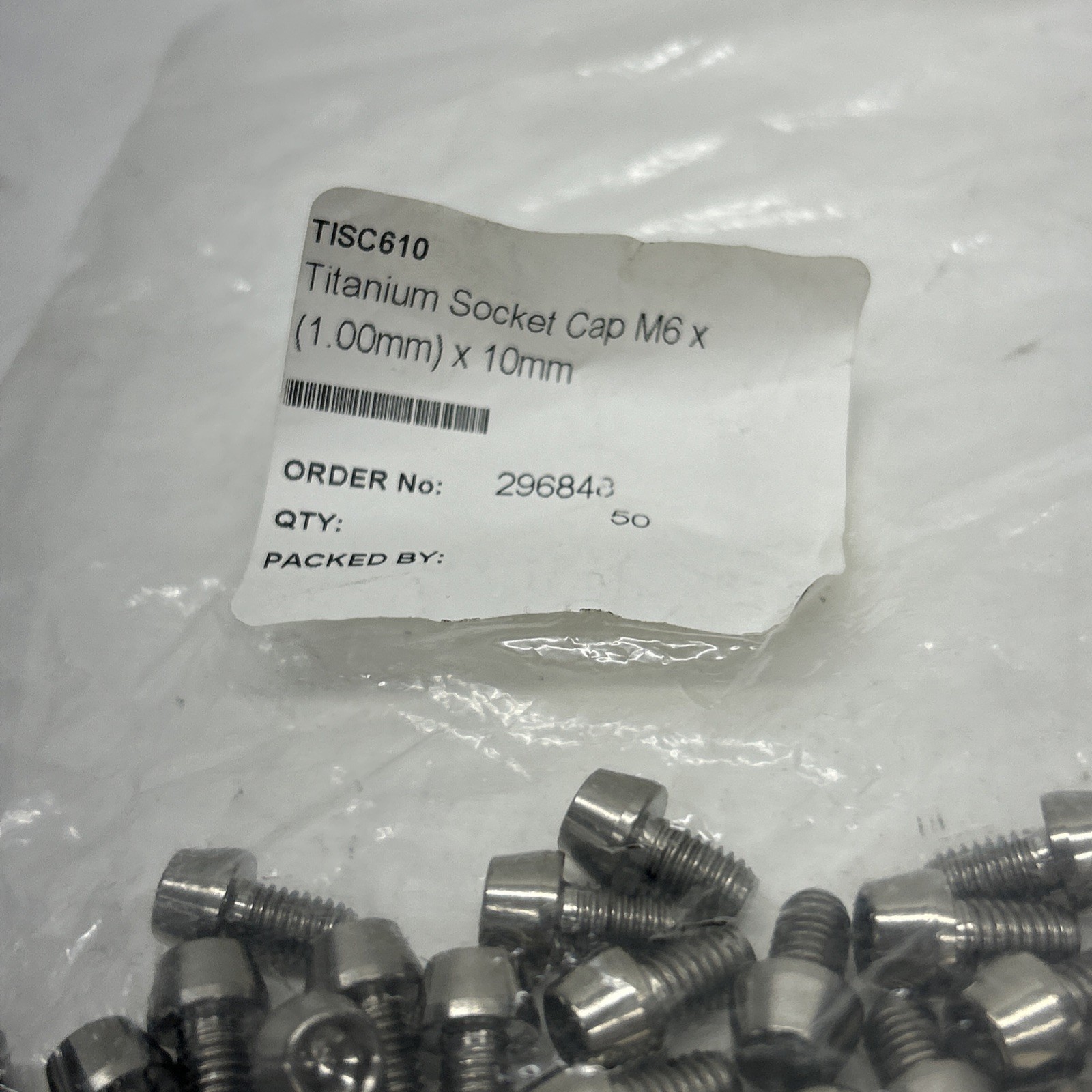Titanium Socket Cap M6x10mm Titanium Ti Tisc610. Allen Head Cap Screw 1.00mm