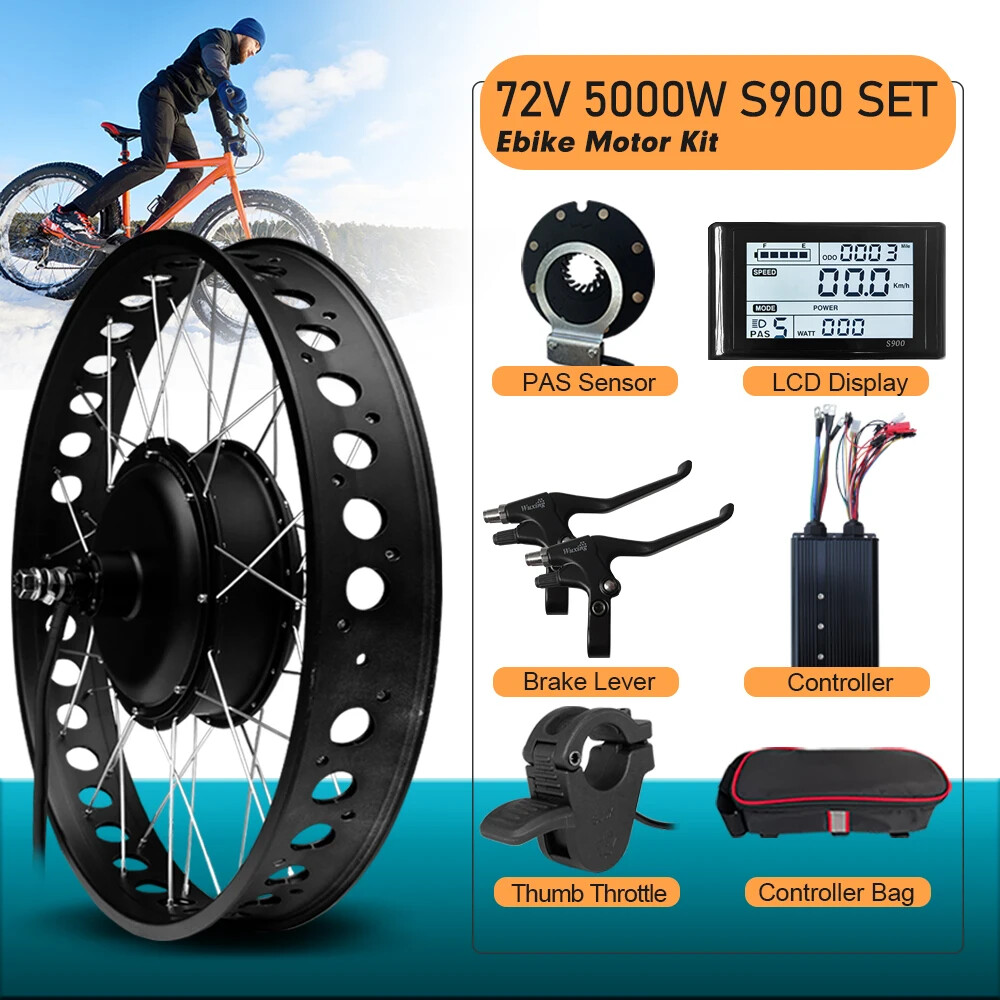 72V 5000W Rear Rotate Electric Fat Bike Brushless 4.0 Tyre Motor Wheel