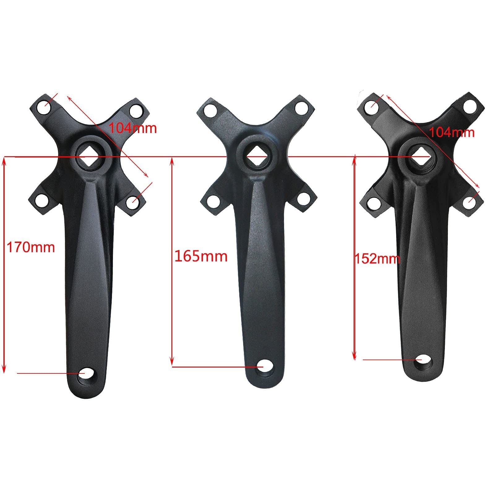 Mountain Bike Crank Arm Set 104 BCD Square Taper 152mm 165mm 170mm Crankset